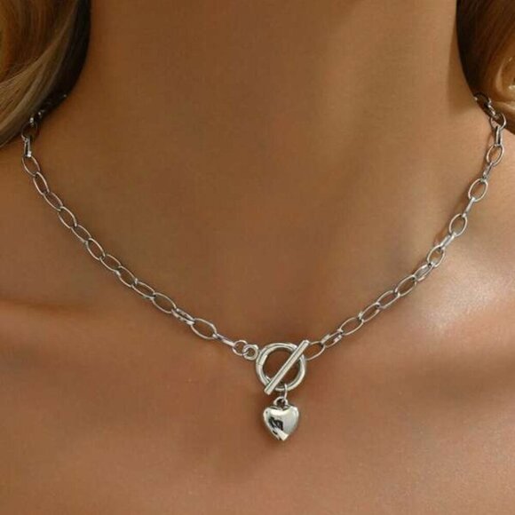 Jewelry - Sterling Silver Heart Toggle Chain Necklace | (16.1")